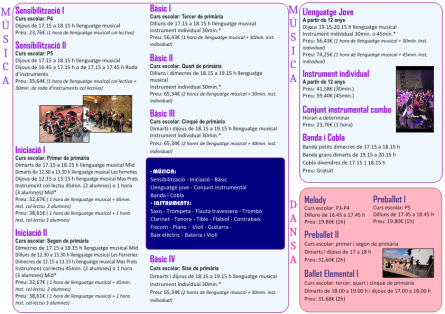 Escola de Música i Dansa de Palafolls - Preinscripicons curs 2019-2020