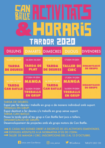 Activitats i Horaris 2020